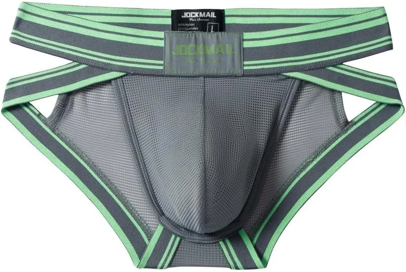 JOCKMAIL 2PCS/PACK Mens Briefs Underwear Wide Belt Mesh Athletic Sport Underwear Briefs