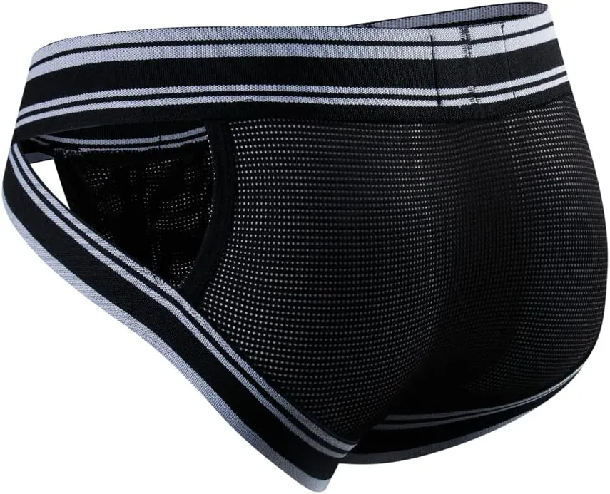 JOCKMAIL 2PCS/PACK Mens Briefs Underwear Wide Belt Mesh Athletic Sport Underwear Briefs