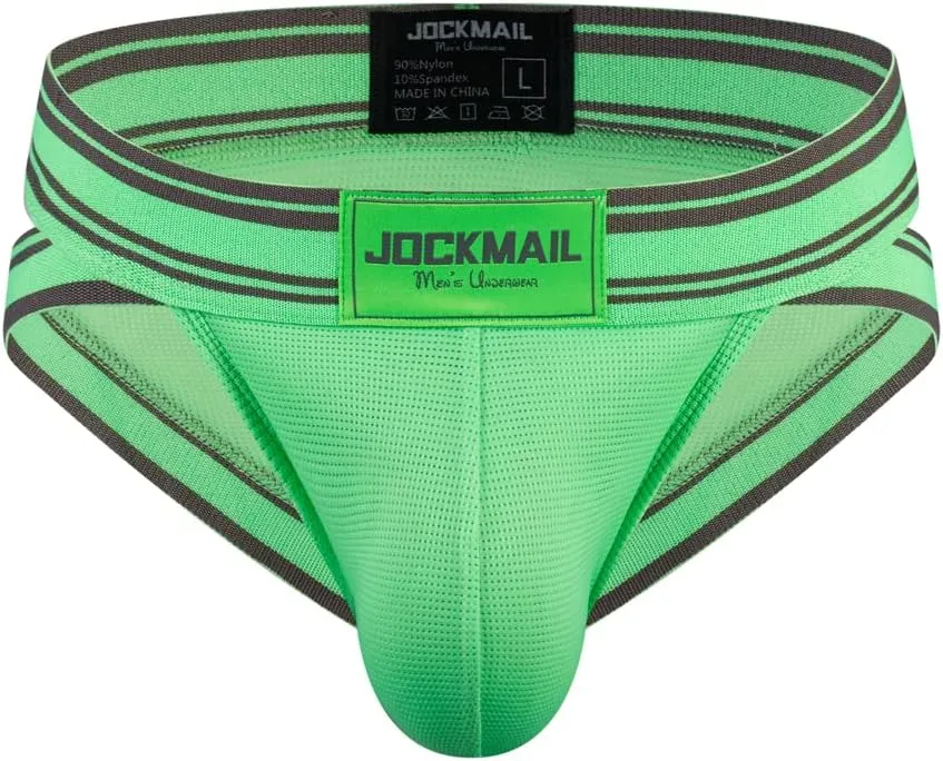 JOCKMAIL 2PCS/PACK Mens Briefs Underwear Wide Belt Mesh Athletic Sport Underwear Briefs