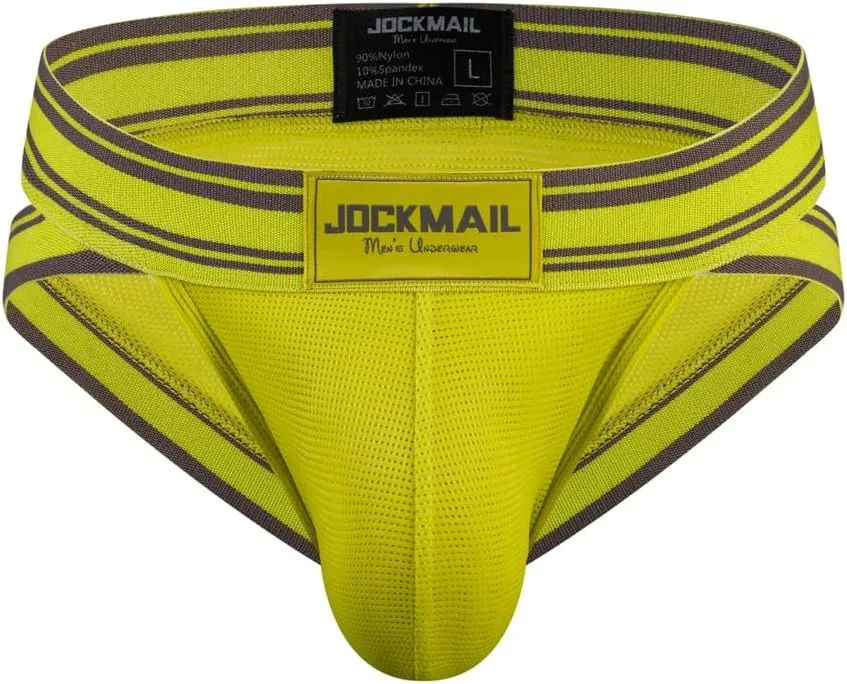 JOCKMAIL 2PCS/PACK Mens Briefs Underwear Wide Belt Mesh Athletic Sport Underwear Briefs