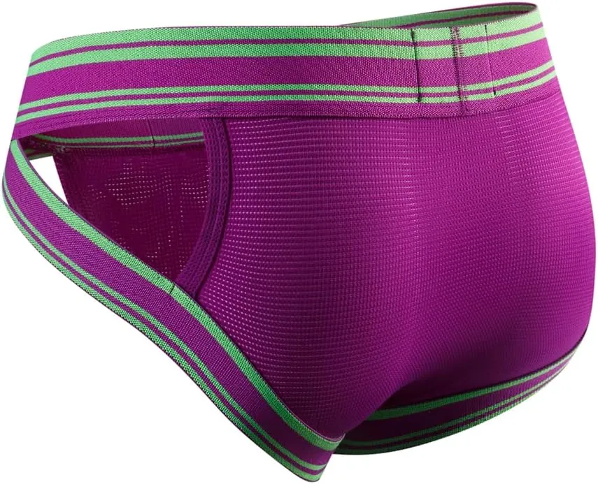 JOCKMAIL 2PCS/PACK Mens Briefs Underwear Wide Belt Mesh Athletic Sport Underwear Briefs