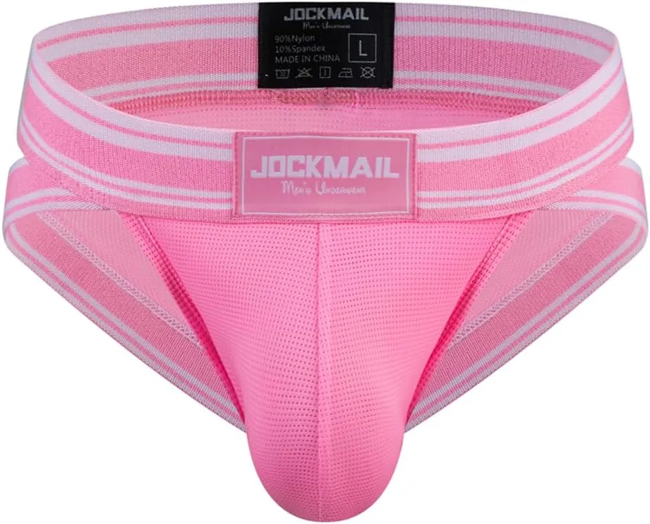 JOCKMAIL 2PCS/PACK Mens Briefs Underwear Wide Belt Mesh Athletic Sport Underwear Briefs