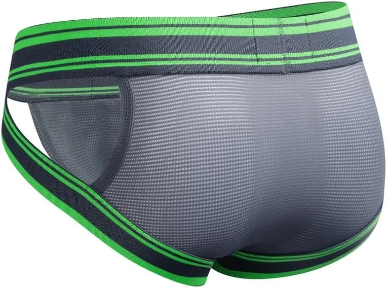 JOCKMAIL 2PCS/PACK Mens Briefs Underwear Wide Belt Mesh Athletic Sport Underwear Briefs