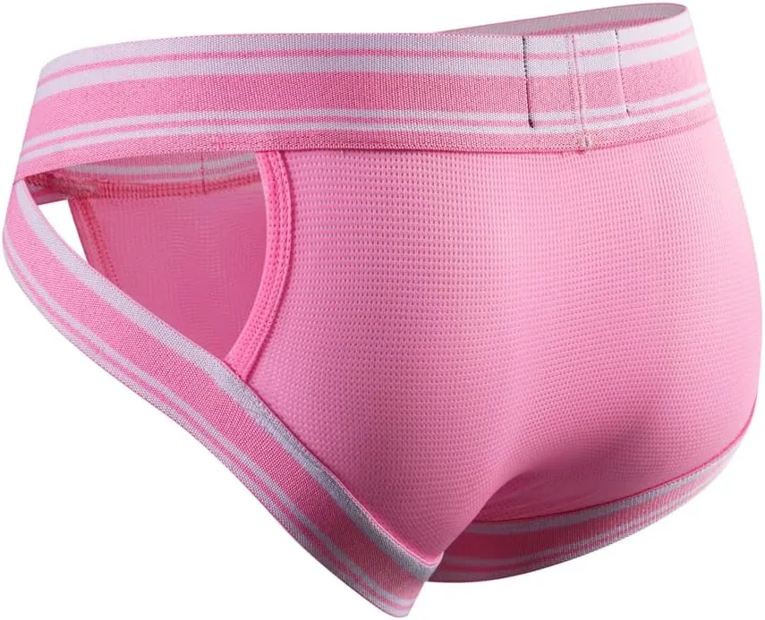 JOCKMAIL 2PCS/PACK Mens Briefs Underwear Wide Belt Mesh Athletic Sport Underwear Briefs