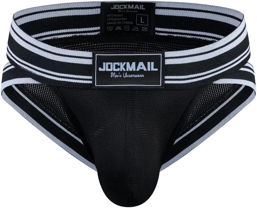 JOCKMAIL 2PCS/PACK Mens Briefs Underwear Wide Belt Mesh Athletic Sport Underwear Briefs