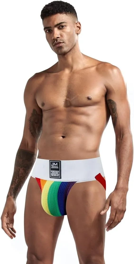 JOCKMAIL Men's Briefs Jock Strap Athletic Supporter Wide Belt Comfortable Men Sport Underwear Briefs for Gym Sport