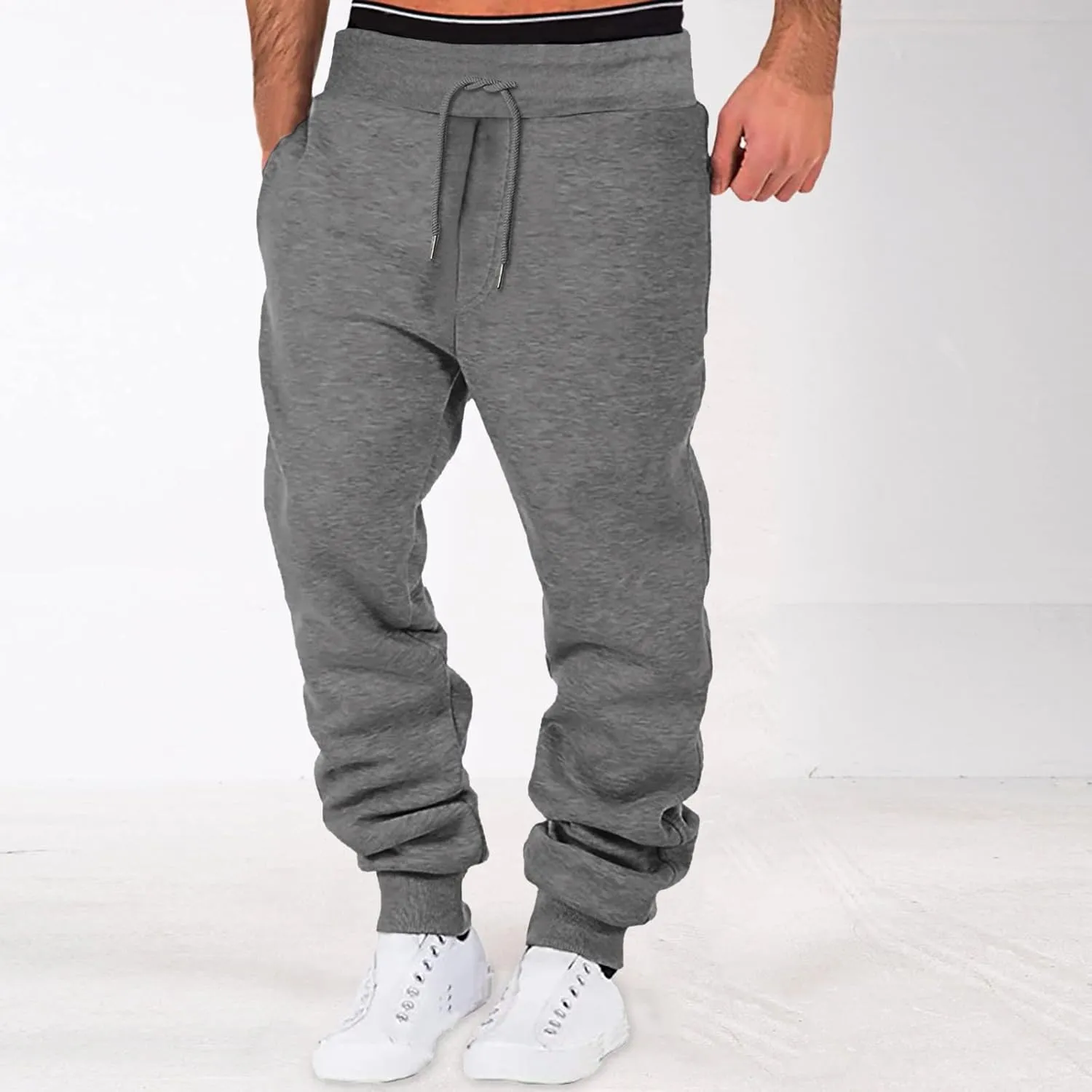 Joggers for Men Overalls Casual Pocket Sport Work Casual Trouser Pants Trousers Mens Joggers Lounge Pants Men Black