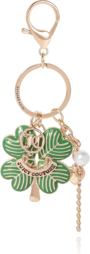 Juicy Couture Cute Keychains for Women, Gold-Tone Logo Key Chain with Clear Crystals, Purse Charms, Bag Charms, Juicy Gifts