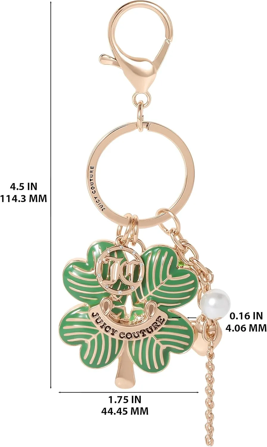 Juicy Couture Cute Keychains for Women, Gold-Tone Logo Key Chain with Clear Crystals, Purse Charms, Bag Charms, Juicy Gifts