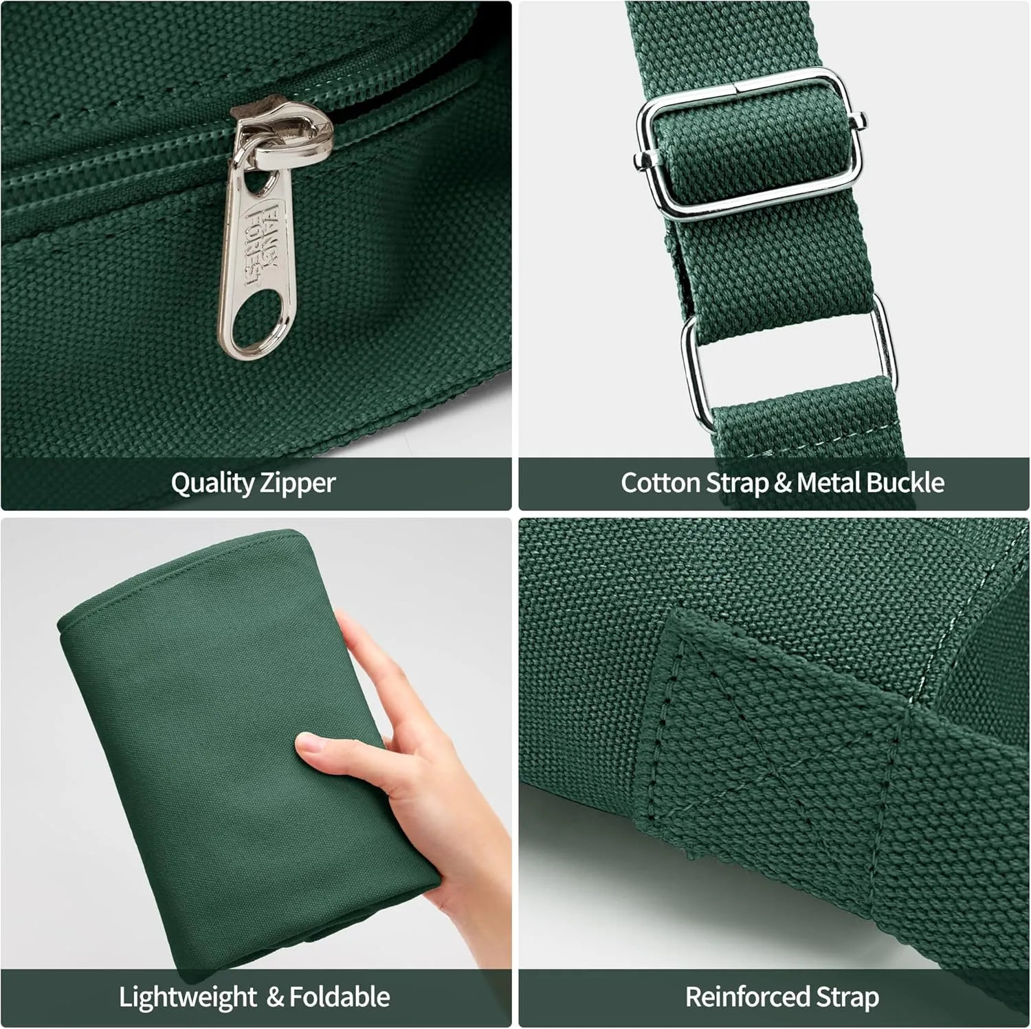 KALIDI Canvas Tote Bag Large Hobo Crossbody Shoulder Handbag Zipper Messenger Bag for Women or Men Casual College Work