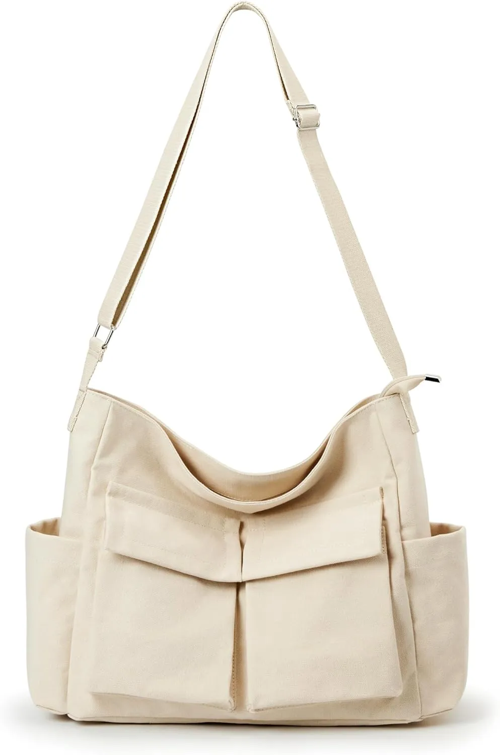 KALIDI Canvas Tote Bag Messenger Bag, Large Crossbody Bag for Women or Men, Casual Canvas Shoulder Bag for College Work Daily