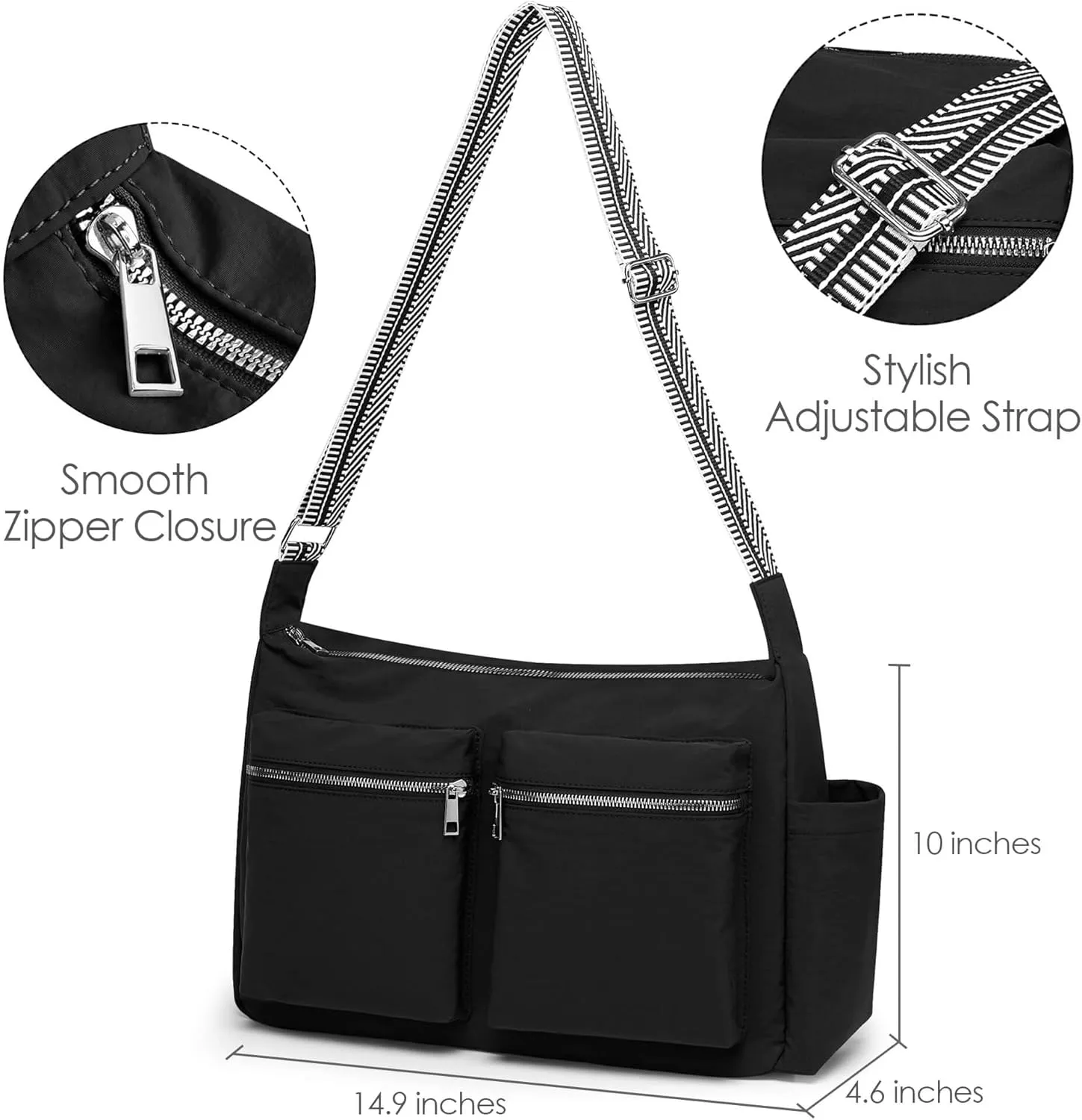 KALIDI Canvas Tote Bag Messenger Bag, Large Crossbody Bag for Women or Men, Casual Canvas Shoulder Bag for College Work Daily