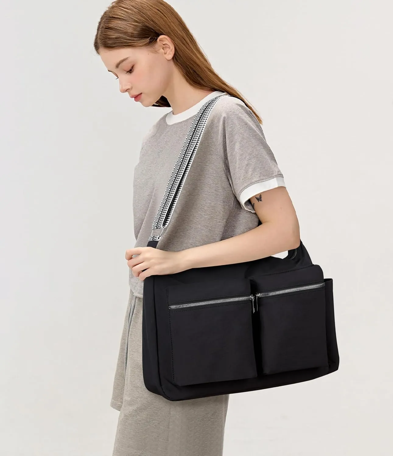 KALIDI Canvas Tote Bag Messenger Bag, Large Crossbody Bag for Women or Men, Casual Canvas Shoulder Bag for College Work Daily