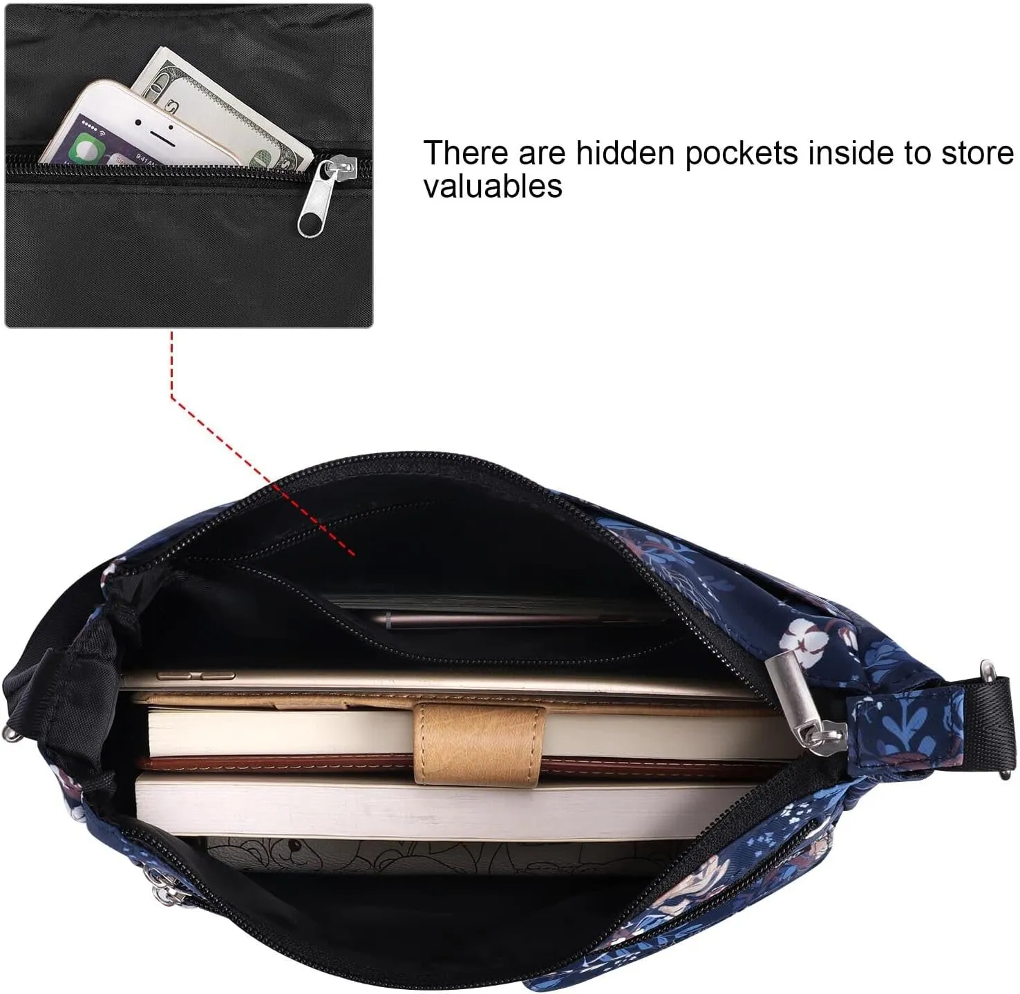 Kamo Crossbody for Women - Multi-pocket Shoulder Lightweight Messenger Casual Printed Purse Handbag Travel Bag