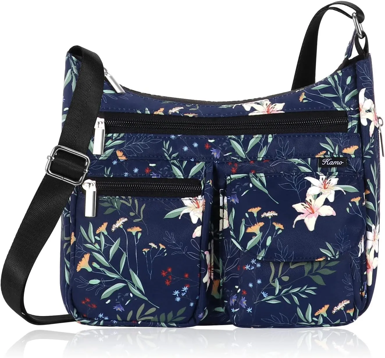 Kamo Crossbody for Women - Multi-pocket Shoulder Lightweight Messenger Casual Printed Purse Handbag Travel Bag
