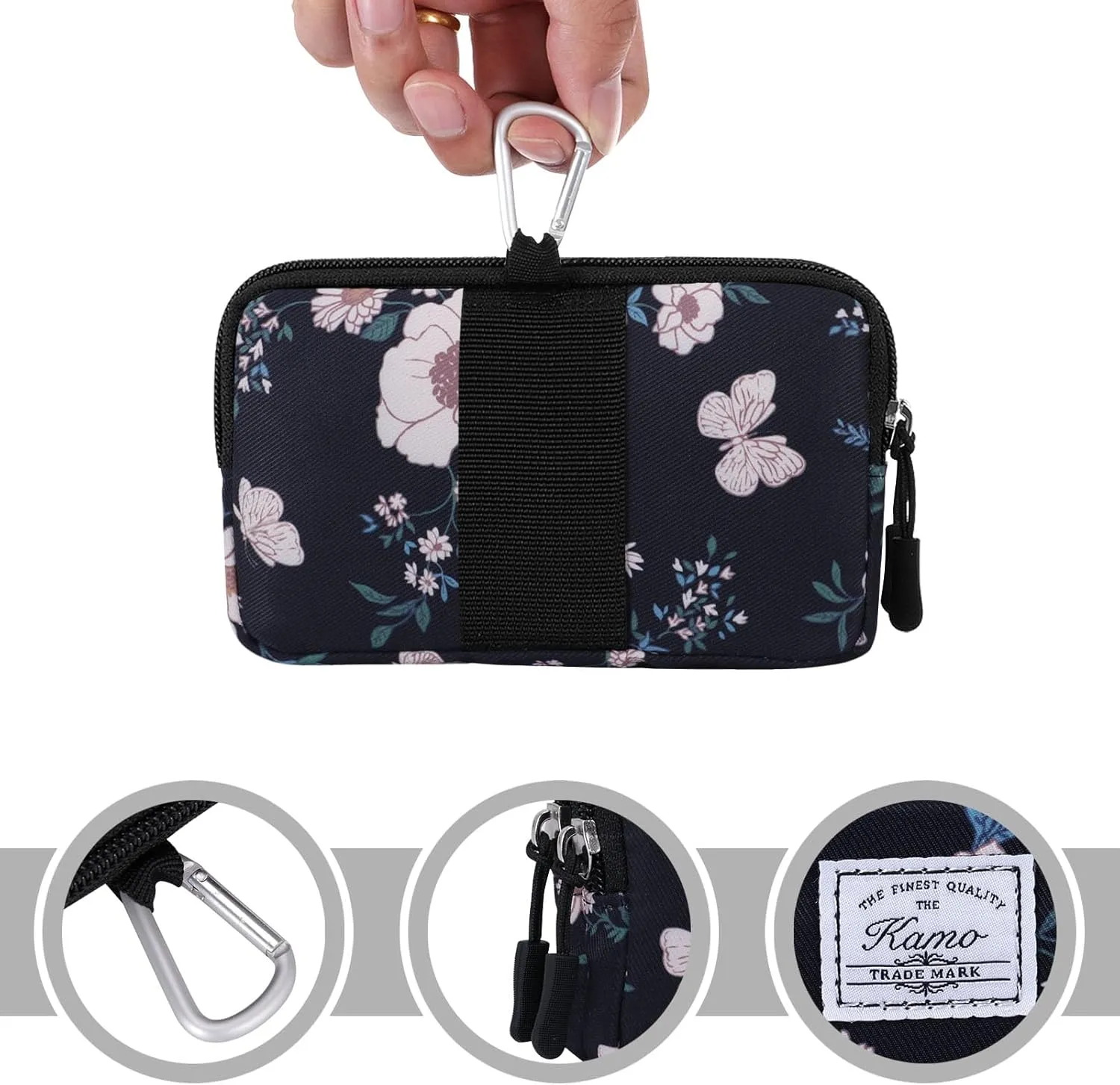 KAMO Multipurpose Canvas Horizontal Smartphone Pouch Cell Phone Holster with Belt Loop Pouch Bag Belt Pouches for Women Cellphone Holster for Women & Men