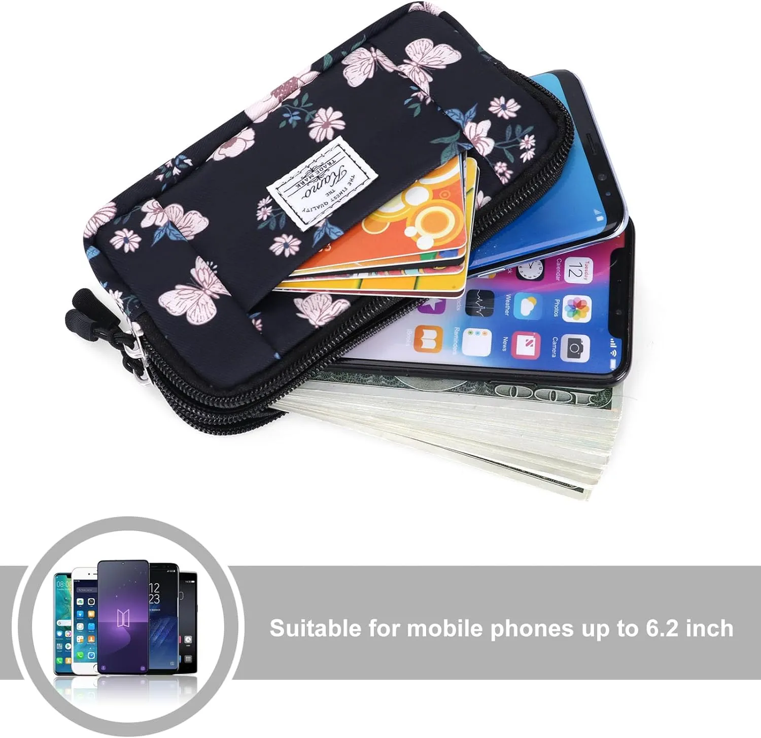 KAMO Multipurpose Canvas Horizontal Smartphone Pouch Cell Phone Holster with Belt Loop Pouch Bag Belt Pouches for Women Cellphone Holster for Women & Men