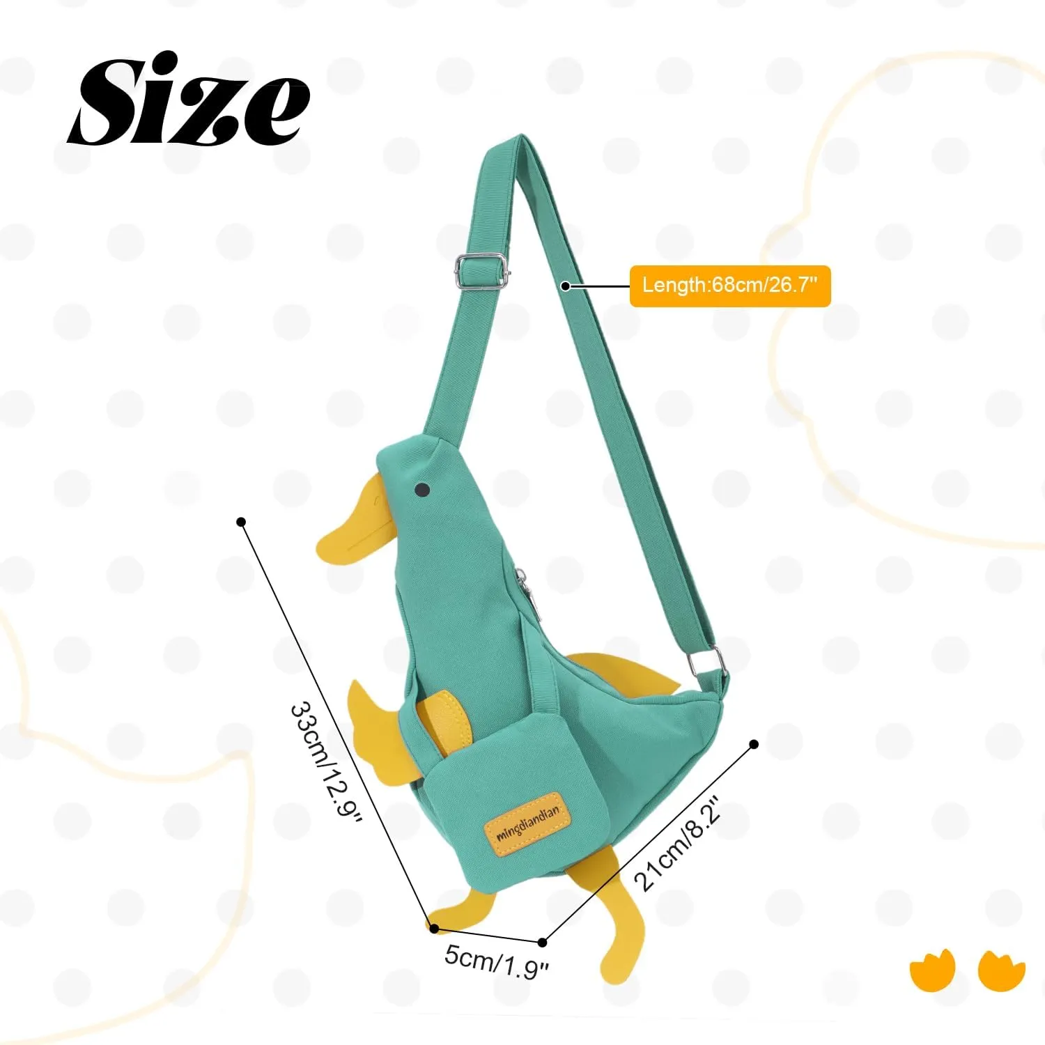 Kawaii Duck Purse Cute Duck Crossbody Shoulder Bag Novelty Animal Canvas Satchel Messenger Bag