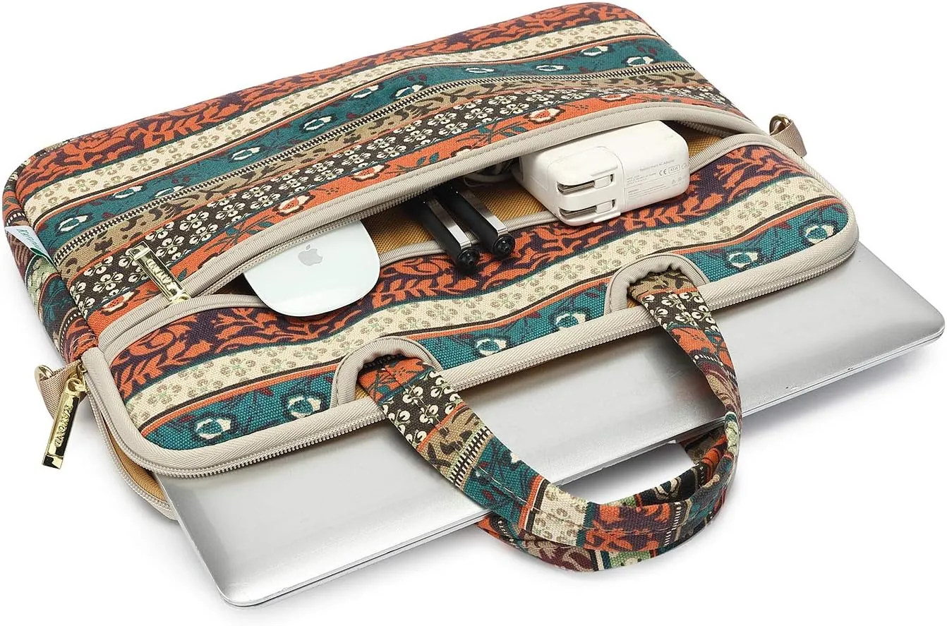 kayond Red Bohemia Patten Waterproof Laptop Shoulder Messenger Bag Case Sleeve for 15 Inch 15.6 Inch Laptop