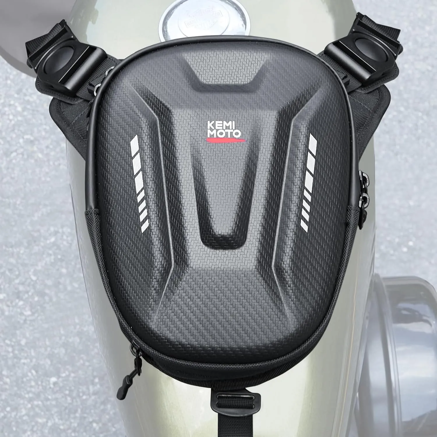 KEMIMOTO Motorcycle Tank Bag, EVA Hard Shell Thigh Bag Drop Leg Bag Magnetic Motorcycle Waist Bag for Men Women Cycling Hiking Running 12L Black