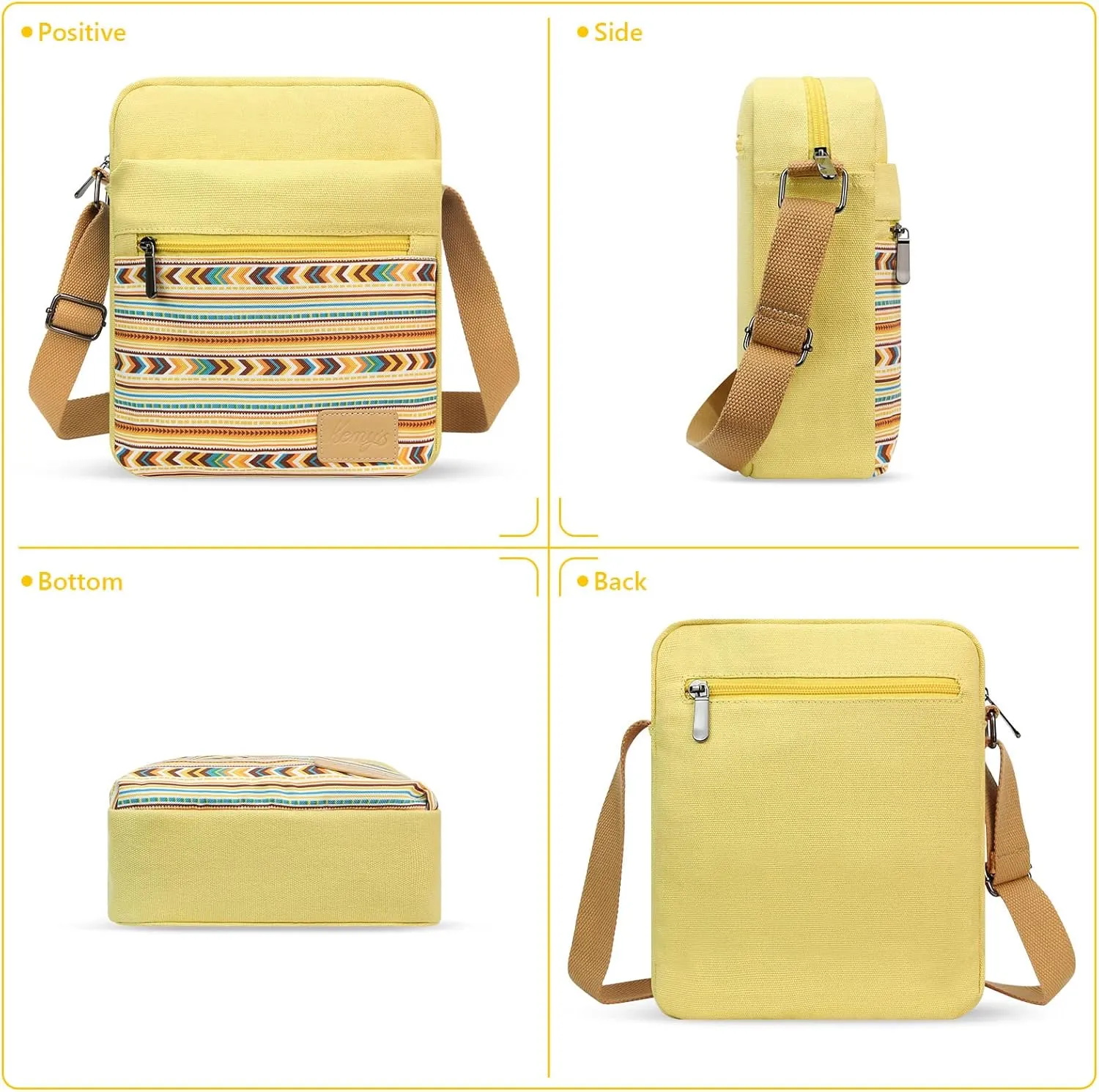 Kemy's Small Canvas Crossbody Bag for Teen Girls, Lightweight Messenger Shoulder Bags Cross Body Purse for Girls and Women