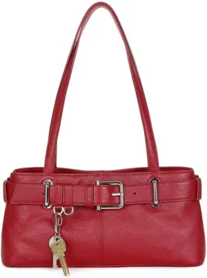 Key Chain Shoulder Bag Y2k Belted Handbag Faux Leather Grunge Purse for Women Top Handle Bag 2000s Streetwear
