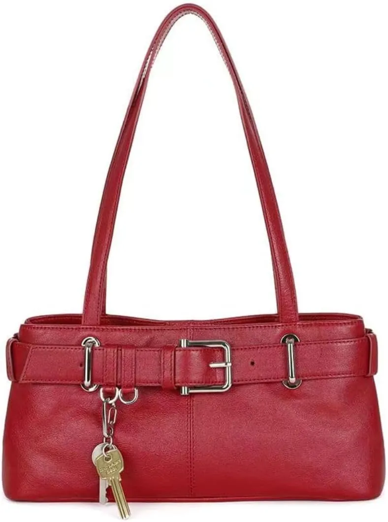 Key Chain Shoulder Bag Y2k Belted Handbag Faux Leather Grunge Purse for Women Top Handle Bag 2000s Streetwear