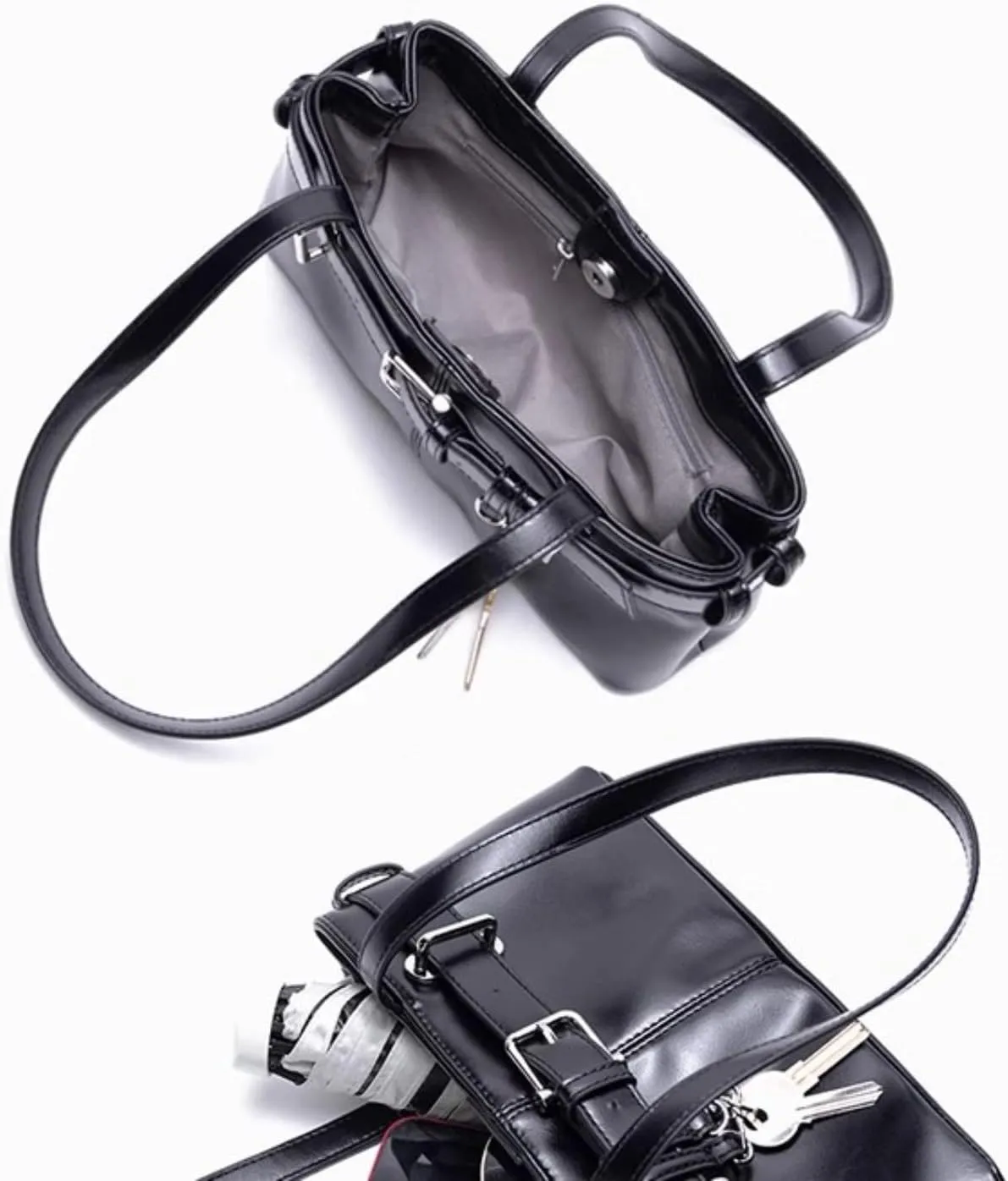 Key Chain Shoulder Bag Y2k Belted Handbag Faux Leather Grunge Purse for Women Top Handle Bag 2000s Streetwear