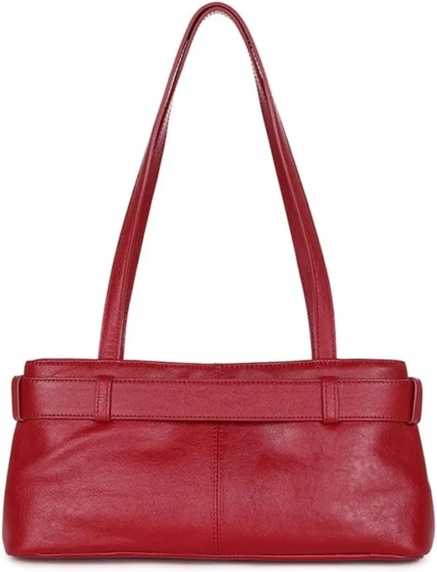 Key Chain Shoulder Bag Y2k Belted Handbag Faux Leather Grunge Purse for Women Top Handle Bag 2000s Streetwear