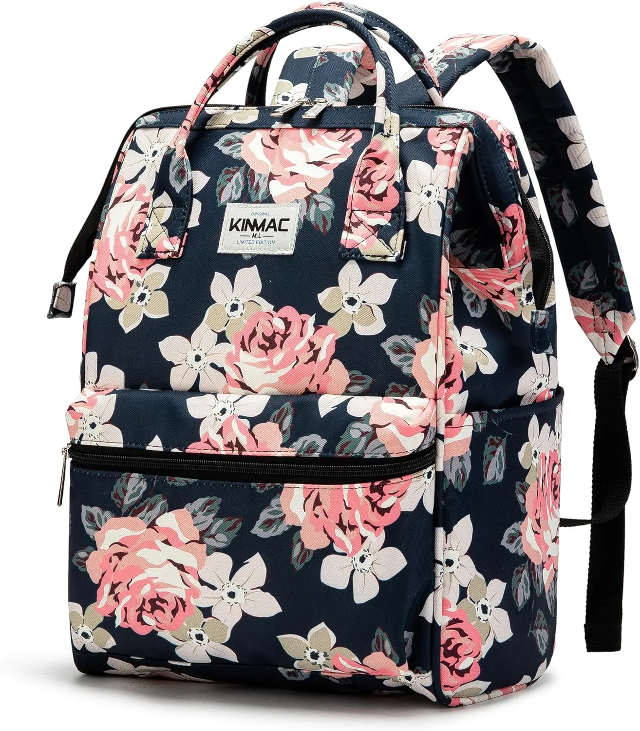 Kinmac Laptop Backpack for Women and Men, Large Capacity Travel Backpack for 15.6 inch Laptop Computer (Blue Rose)
