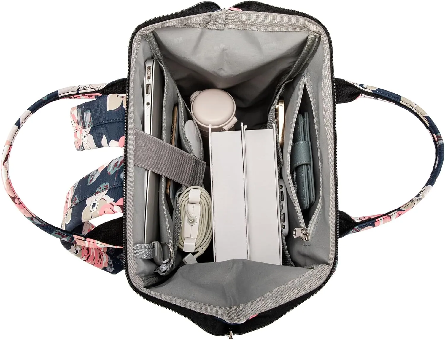 Kinmac Laptop Backpack for Women and Men, Large Capacity Travel Backpack for 15.6 inch Laptop Computer (Blue Rose)