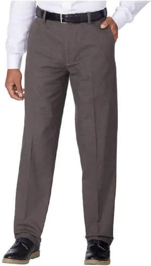 Kirkland Signature Men’s Non-Iron Comfort Pant with Expander Waist (Brown Fancy, 36x32)