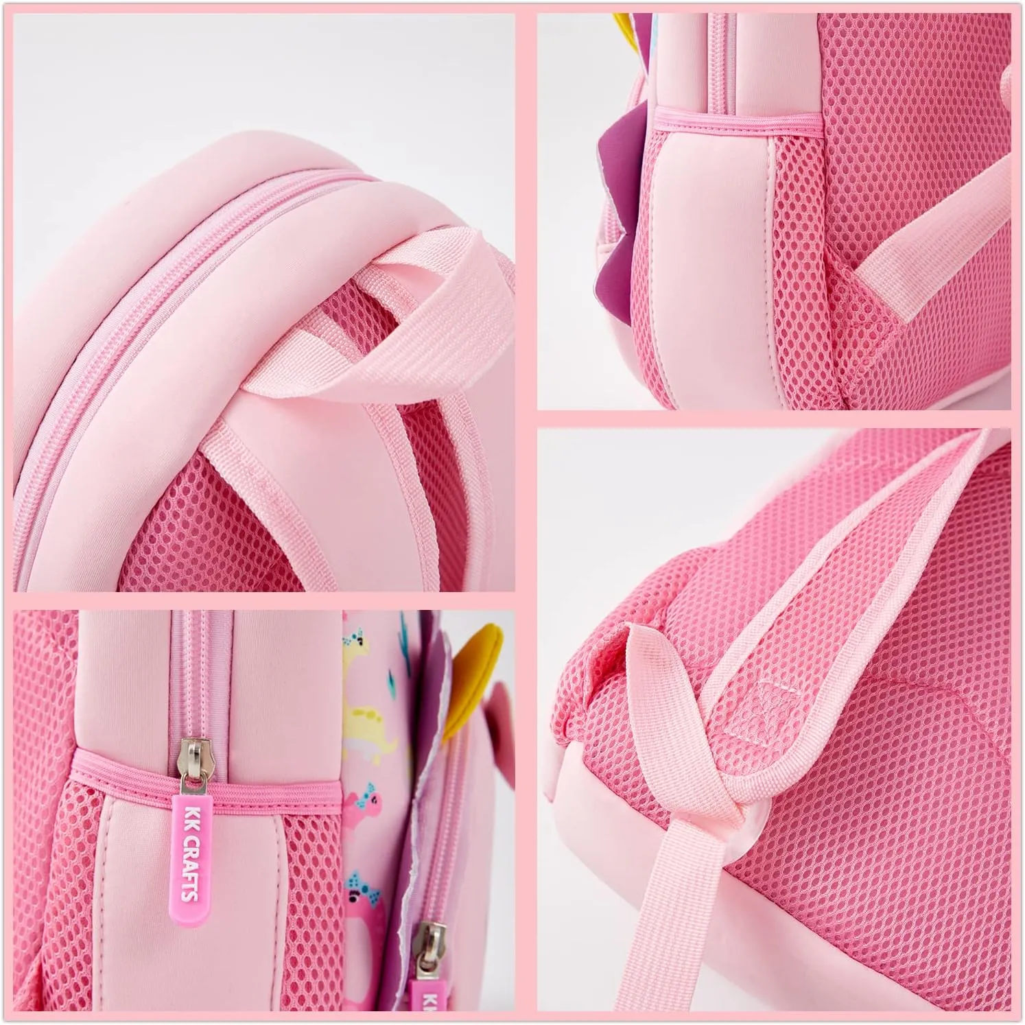 KK CRAFTS Preschool Backpack Toddler Neoprene Animal Schoolbag Lunch backpack for Kids Boys Girls(Dinosaur Girl)