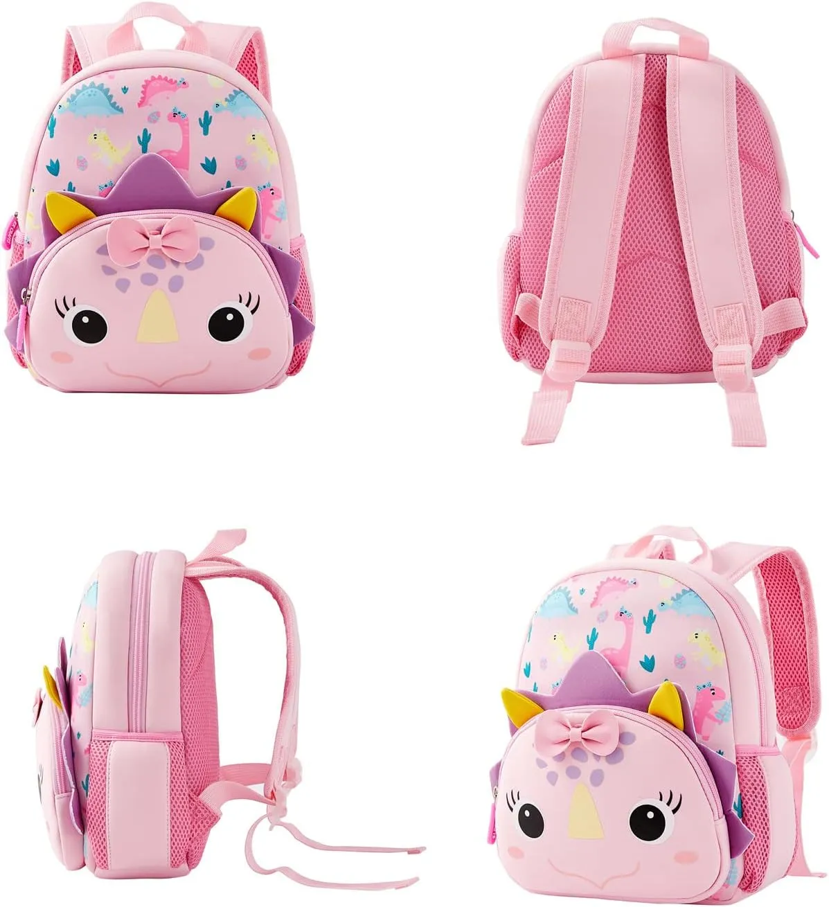 KK CRAFTS Preschool Backpack Toddler Neoprene Animal Schoolbag Lunch backpack for Kids Boys Girls(Dinosaur Girl)