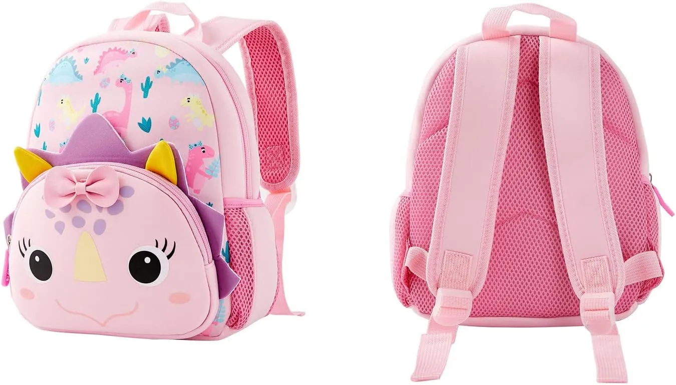 KK CRAFTS Preschool Backpack Toddler Neoprene Animal Schoolbag Lunch backpack for Kids Boys Girls(Dinosaur Girl)