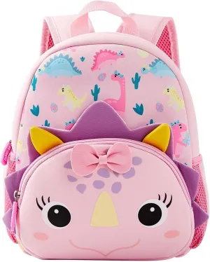 KK CRAFTS Preschool Backpack Toddler Neoprene Animal Schoolbag Lunch backpack for Kids Boys Girls(Dinosaur Girl)