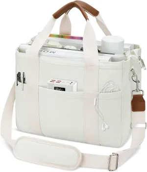 KKXIU Canvas Tote Bag for Women with Zipper and Compartments Crossbody Large Bible Messenger Purse Bag With Pockets
