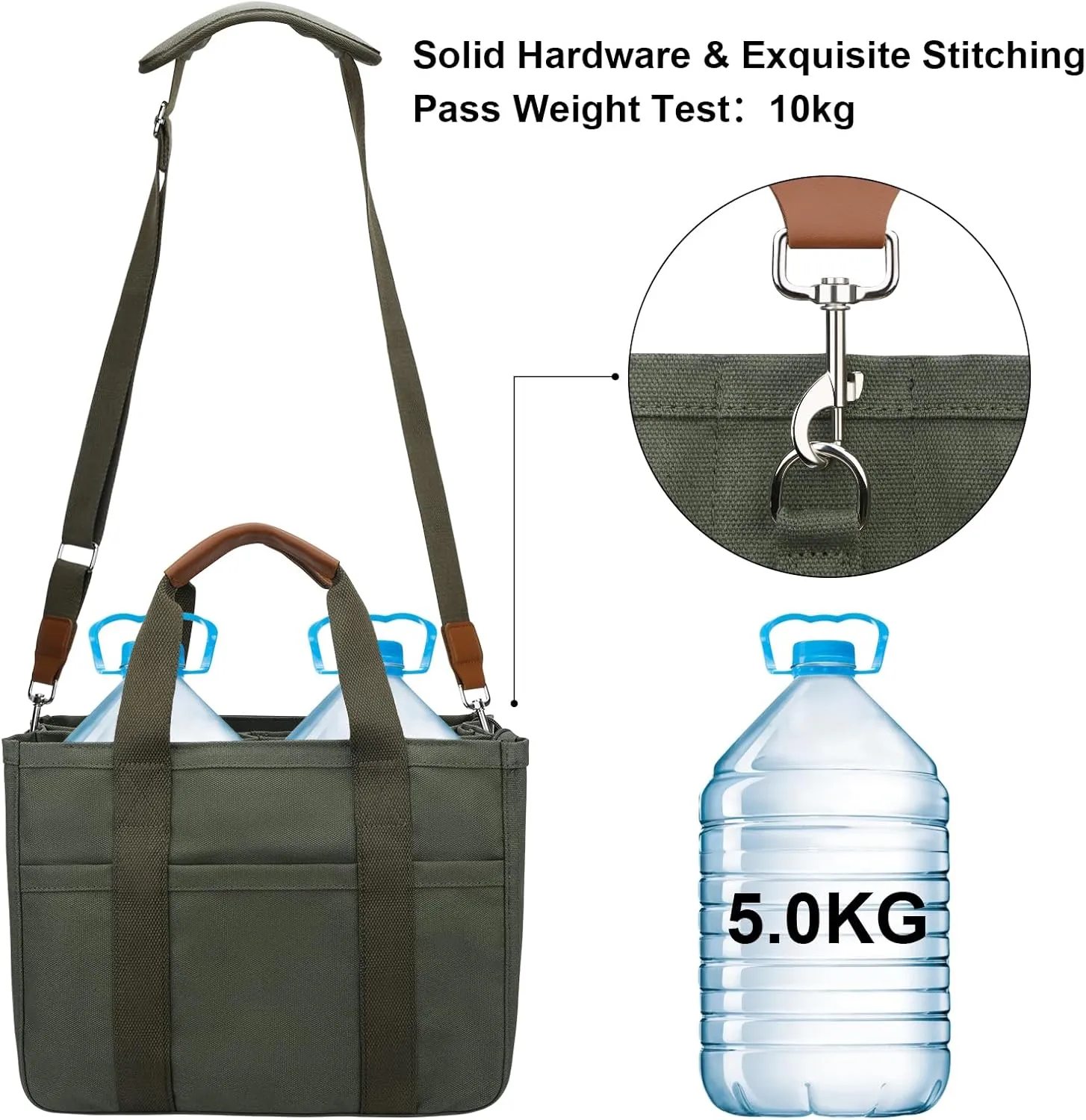 KKXIU Canvas Tote Bag for Women with Zipper and Compartments Crossbody Large Bible Messenger Purse Bag With Pockets