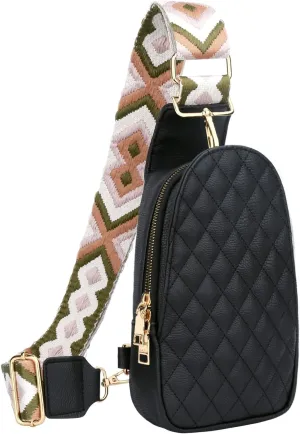 KKXIU Fashion Small Sling Bag for Women Leather Fanny Packs Chest Crossbody Cell Phone Bag Shoulder Travel Purse Gifts for Teenager (A-Black)