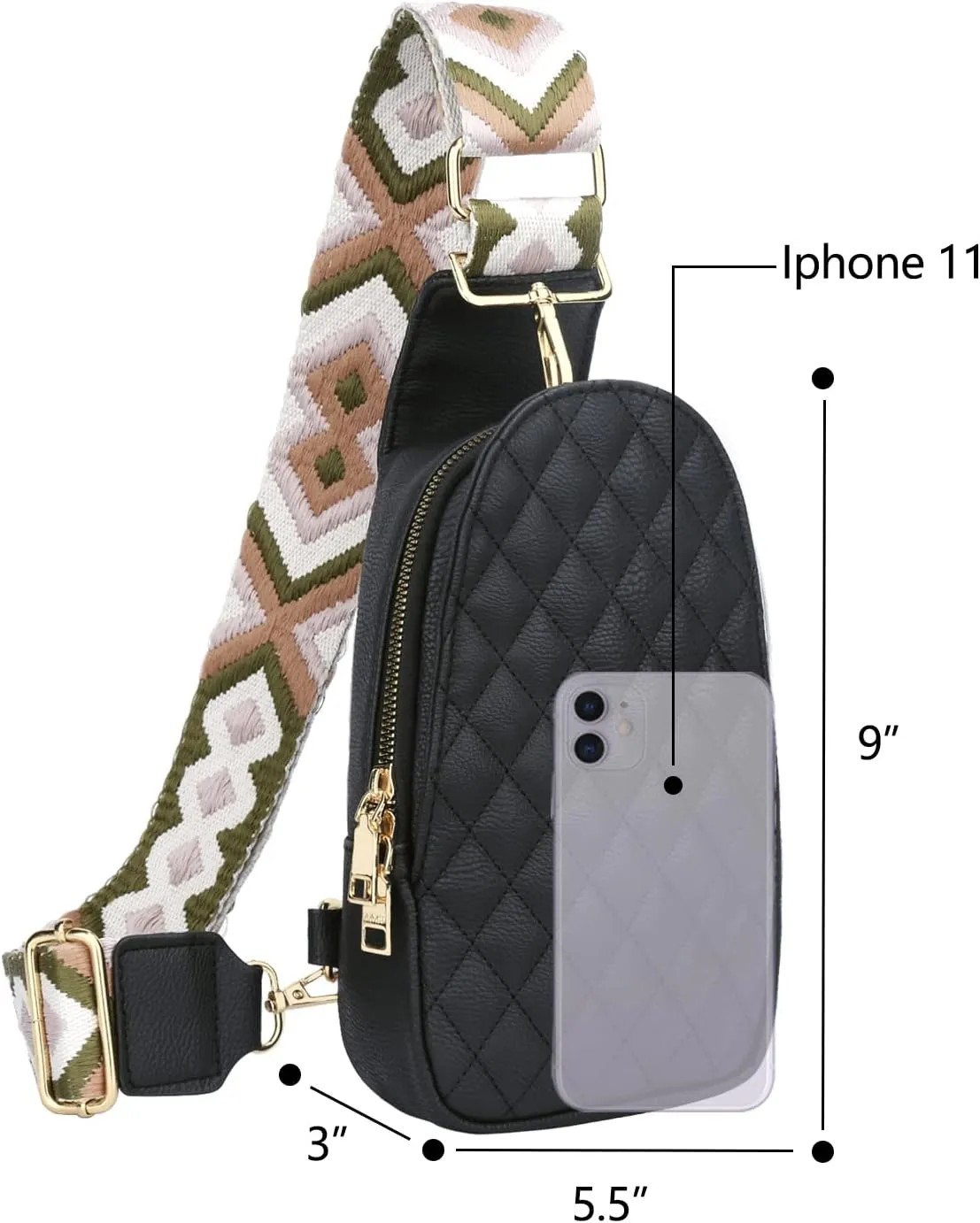 KKXIU Fashion Small Sling Bag for Women Leather Fanny Packs Chest Crossbody Cell Phone Bag Shoulder Travel Purse Gifts for Teenager (A-Black)