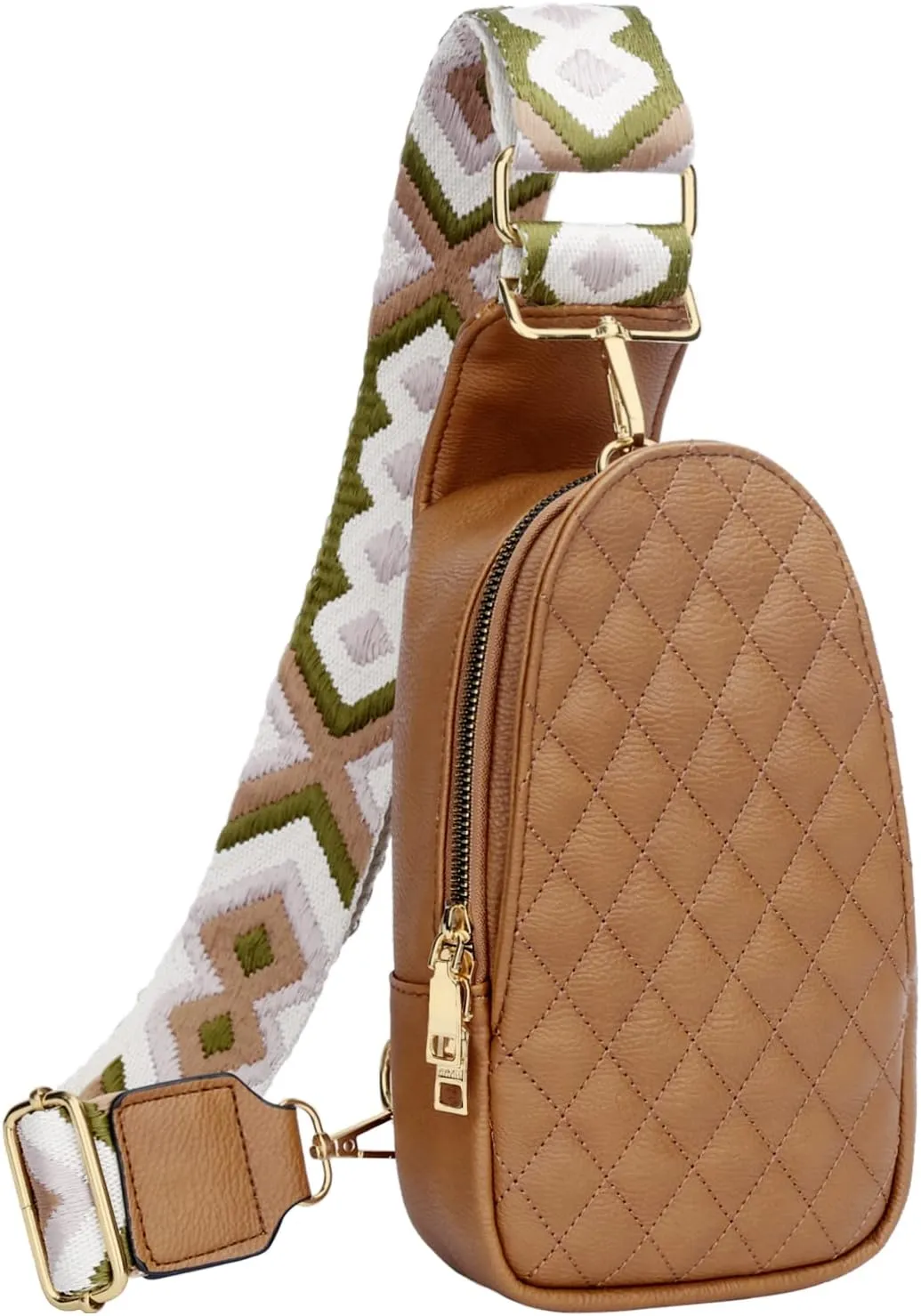 KKXIU Fashion Small Sling Bag for Women Leather Fanny Packs Chest Crossbody Cell Phone Bag Shoulder Travel Purse Gifts for Teenager (A-Brown)