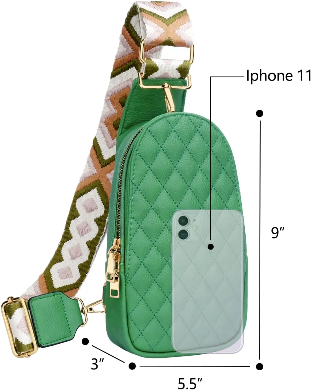 KKXIU Fashion Small Sling Bag for Women Leather Fanny Packs Chest Crossbody Cell Phone Bag Shoulder Travel Purse Gifts for Teenager (A-Green)