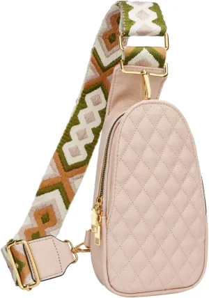 KKXIU Fashion Small Sling Bag for Women Leather Fanny Packs Chest Crossbody Cell Phone Bag Shoulder Travel Purse Gifts for Teenager (A-Pink)