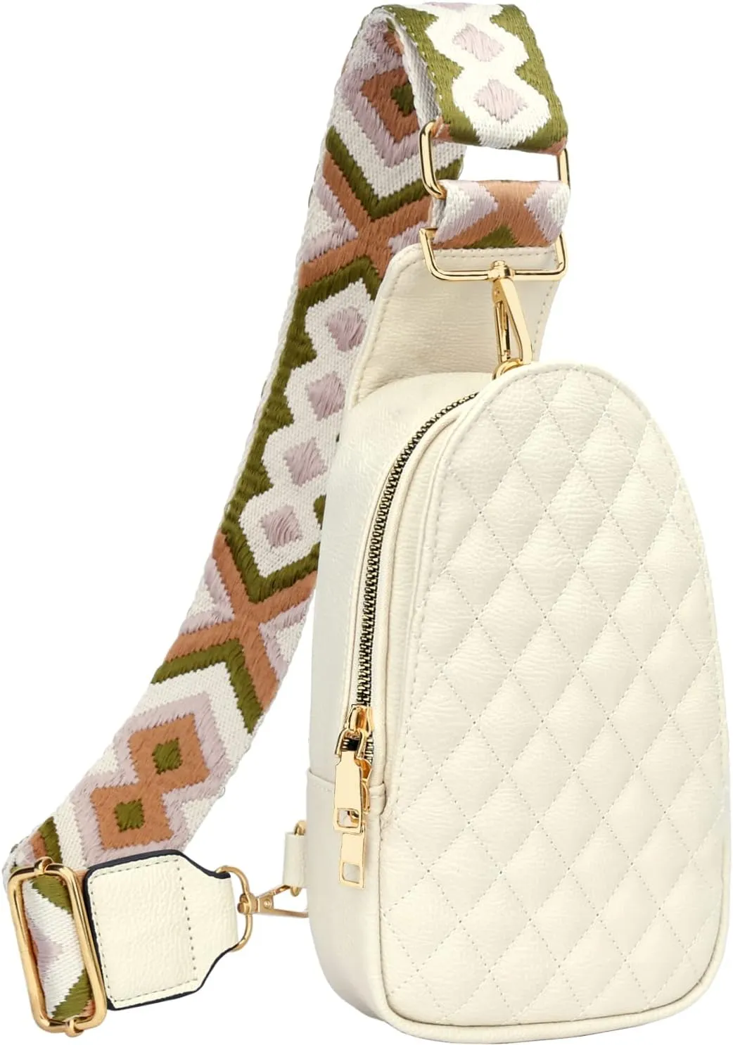 KKXIU Fashion Small Sling Bag for Women Leather Fanny Packs Chest Crossbody Cell Phone Bag Shoulder Travel Purse Gifts for Teenager (A-White)