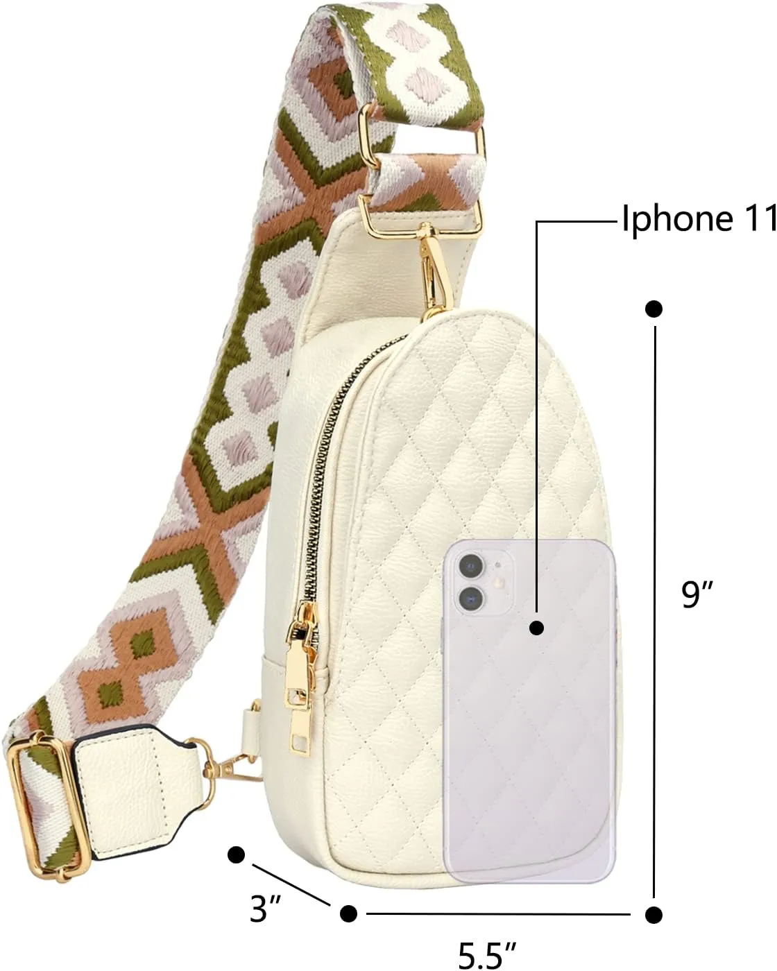 KKXIU Fashion Small Sling Bag for Women Leather Fanny Packs Chest Crossbody Cell Phone Bag Shoulder Travel Purse Gifts for Teenager (A-White)