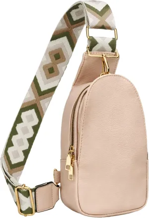 KKXIU Fashion Small Sling Bag for Women Leather Fanny Packs Chest Crossbody Cell Phone Bag Shoulder Travel Purse Gifts for Teenager (B-Pink)