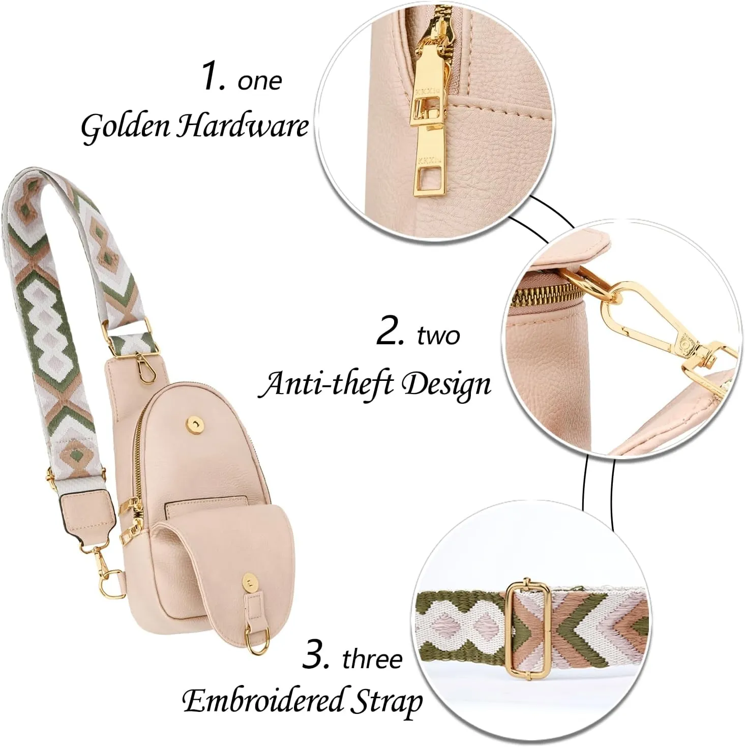 KKXIU Fashion Small Sling Bag for Women Leather Fanny Packs Chest Crossbody Cell Phone Bag Shoulder Travel Purse Gifts for Teenager (B-Pink)