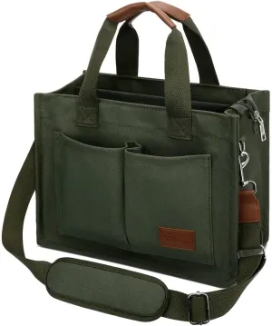 KKXIU Large Canvas Tote Bag for Women with Zipper and Compartments Crossbody Work Bible Messenger Purse Bag With Pockets