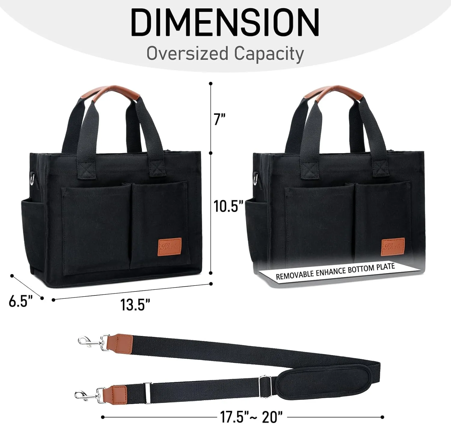 KKXIU Large Canvas Tote Bag for Women with Zipper and Compartments Crossbody Work Bible Messenger Purse Bag With Pockets