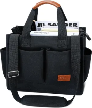 KKXIU Large Canvas Tote Bag for Women with Zipper and Compartments Crossbody Work Bible Messenger Purse Bag With Pockets